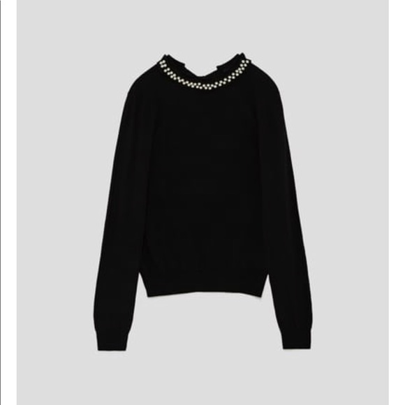 Zara Tops Zara Sweater W Pearl Collar Poshmark